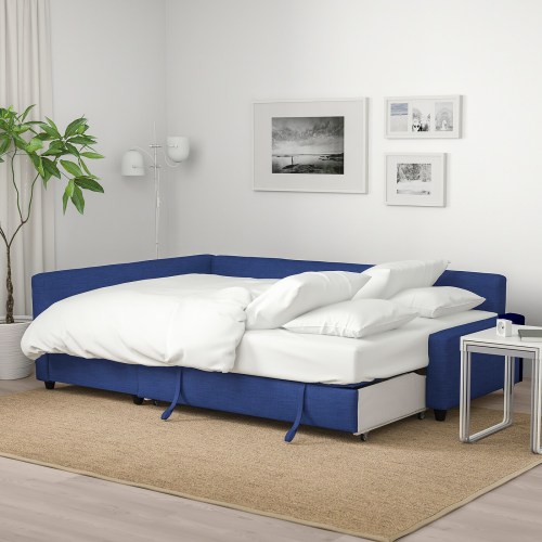 IKEA FRIHETEN Corner Sofa Bed With Storage SKIFTEBO BLUE